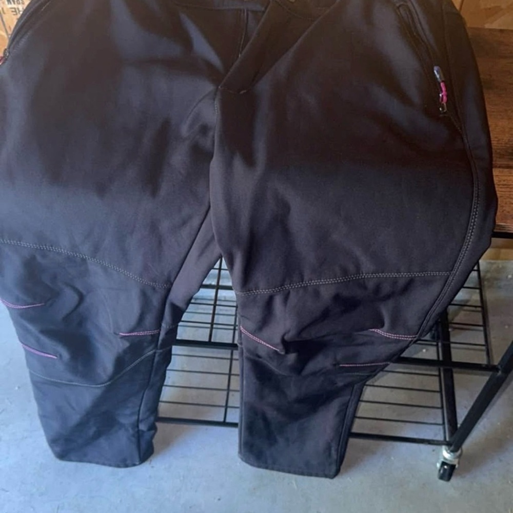 Black Performance Riding Pants with Pink Stitching